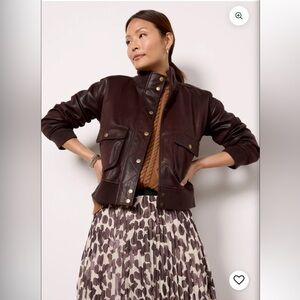 Evereve Dark Brown Bomber Jacket NWOT